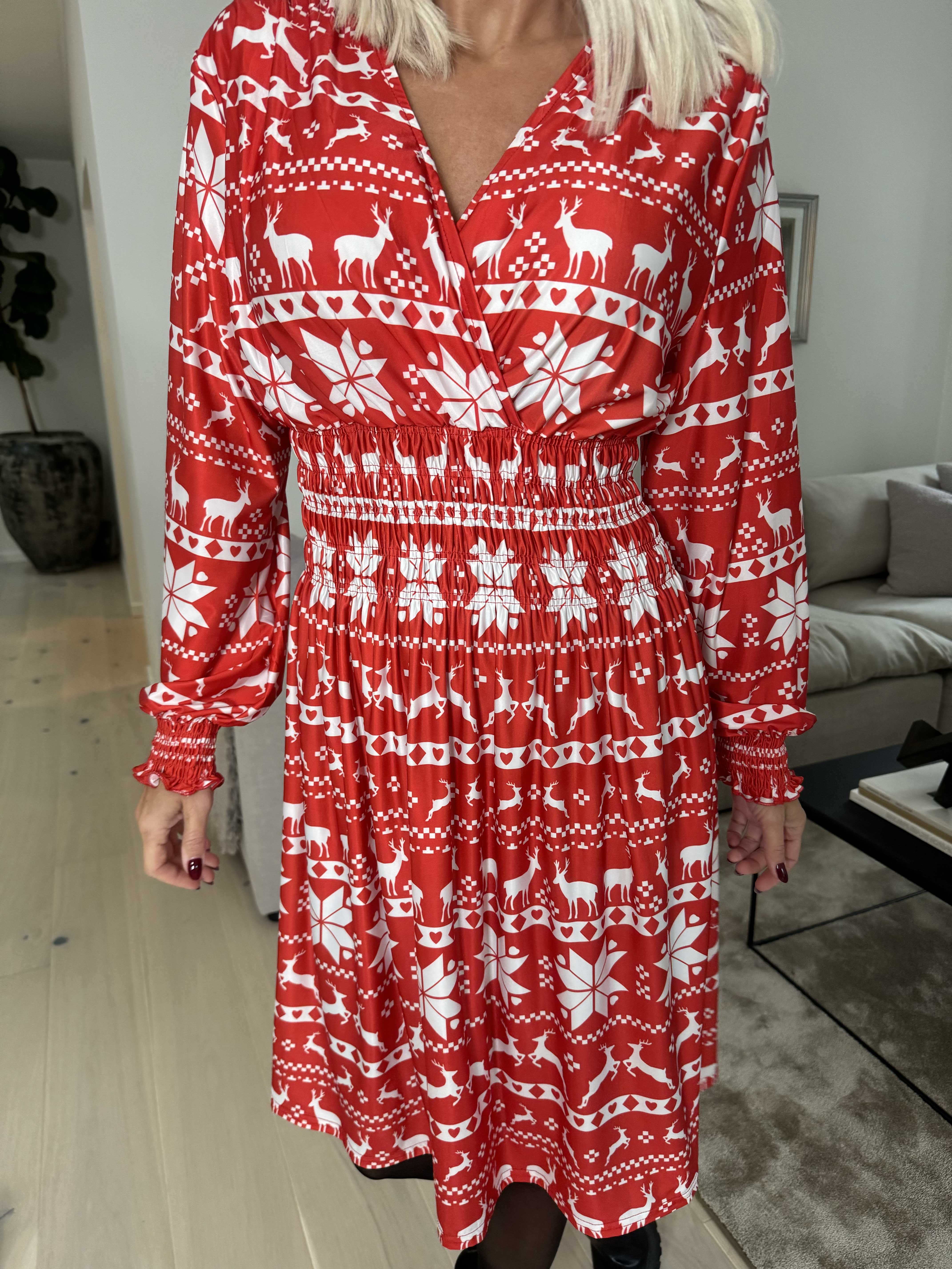 Pams Snow Short L/S - Elastisk klänning med jultryck